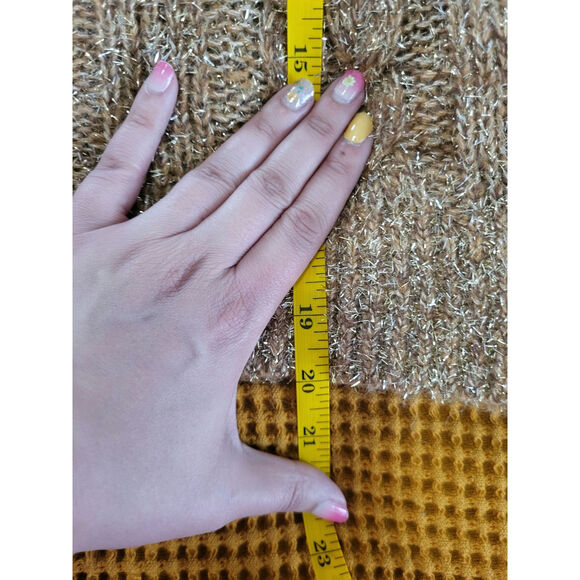 Anthropologie Pilcro Shine Metallic Wool Cable Knit Turtleneck Sweater Size MP - Picture 6 of 8